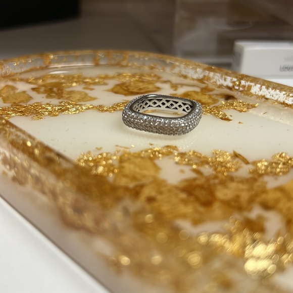 Sterling silver pave square ring, 4 count - Picture 7 of 8